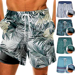 Men's Swim Trunks Swim Shorts Quick Dry Board Shorts Bathing Suit with Pockets Compression Liner Drawstring Swimming Surfing Beach Water Sports Floral Spring Summer Lightinthebox