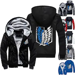 Inspired by Attack on Titan Wings of Freedom Hoodie Outerwear Sherpa Jacket Anime Classic Harajuku Graphic Coat For Men's Women's Unisex Adults' Hot Stamping Polyster Outdoor Casual Daily Lightinthebox