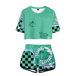 Inspired by Demon Slayer Kamado Tanjirou Cosplay Costume Outfits Crop Top 3D Harajuku Graphic Kawaii Shorts For Men's Women's Adults' Terylene Lightinthebox