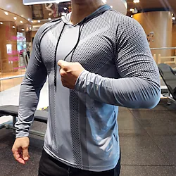 Men's Workout Shirt Running Shirt Long Sleeve Top Athletic Athleisure Winter Breathable Quick Dry Soft Running Jogging Training Sportswear Activewear Polka Dot Dark Grey Hemp gray Black Lightinthebox