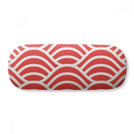 Japan Red White Waves Art Glasses Case Eyeglasses Hard Shell Storage Spectacle Box