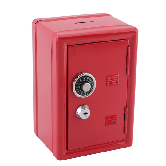(Red) SAFE MONEY BOX BANK METAL WITH COMBINATION LOCK