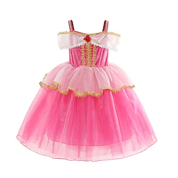 Sleeping Beauty Fairytale Princess Aurora Flower Girl Dress Theme Party Costume Tulle Dresses Girls' Movie Cosplay Cosplay Halloween Rosy Pink Dress Halloween Carnival Masquerade Polyester Lightinthebox