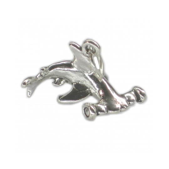 Hammerhead Shark sterling silver charm. Fish sharks charms