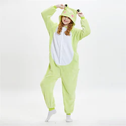 Adults' Kigurumi Pajamas Frog Animal Onesie Pajamas Flannelette Cosplay For Men and Women Christmas Animal Sleepwear Cartoon Festival / Holiday Costumes / Leotard / Onesie / Leotard / Onesie Lightinthebox