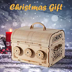 3D Wooden Puzzle Treasure Box DIY Model Building Kits Jewelry Gift Password Box Brain Teaser Educationa Adult/Girl Birthday Gift (Treasure Box) Lightinthebox