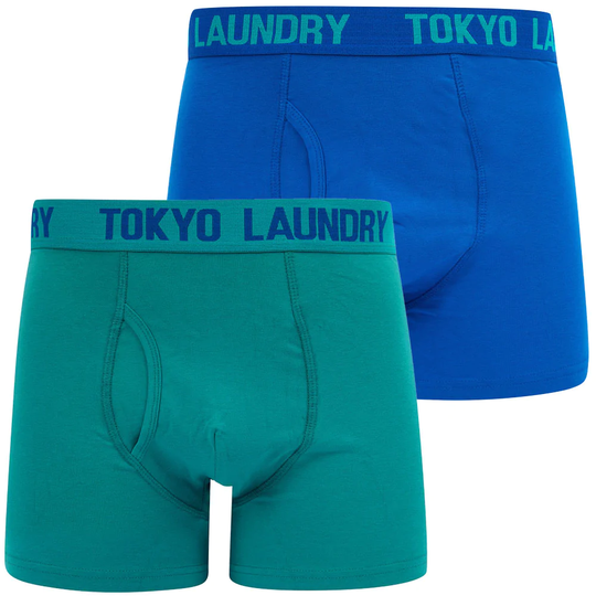 Mens Underwear Lumber (2 Pack) Boxer Shorts Set in Jet Blue / Bayou - Tokyo Laundry / S - Tokyo Laundry