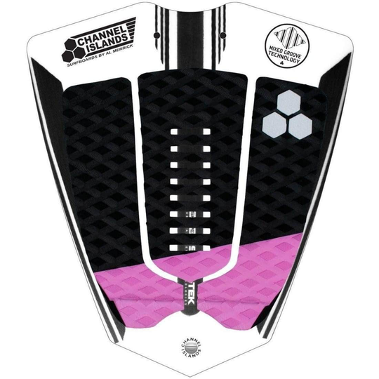 Channel Islands Mixed Groove 3 Piece Arch Surfboard Tail Pad - Black/Pink