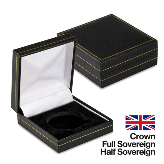 (Full Sovereign) Cooksongold Black Leatherette Coin Display Boxes, For Old British Coins, 6 Different Styles, Sovereign, Half Sovereign, Crown British