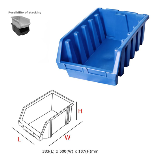 5 x Ergo XL+ Blue box Plastic Parts Storage Stacking Picking Bins 333x500x187