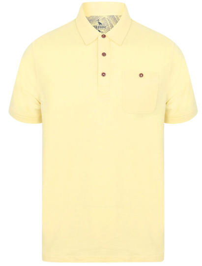 Polo Shirts Pale Cotton Slub Polo Shirt with Chest Pocket in Pale Yellow - South Shore / S - Tokyo Laundry