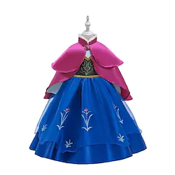 Princess Anna Dress Masquerade Flower Girl Dress Girls' Movie Cosplay A-Line Slip Retro Vintage Cosplay Blue Dress Carnival Masquerade Polyester Lightinthebox