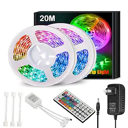 20m 65FT LED RGB Light Strip SMD 5050 Waterproof IP65 Flexible with IR 44 Key Controller for TV Bedroom Party Home Decration 360LEDs 10mm 2x32.8FT Lightinthebox
