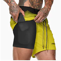 Men's Running Shorts Drawstring Side Pockets Shorts Athletic Athleisure Breathable Quick Dry Soft Fitness Gym Workout Running Sportswear Activewear Color Gradient Yellow Dark Navy Red / Micro-elastic Lightinthebox