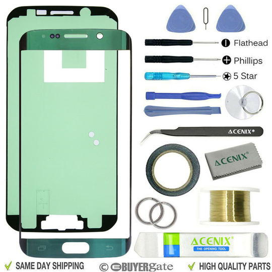 SAMSUNG GALAXY S6 Edge Green Emerald Replacement Screen lens Repair Kit + Tape