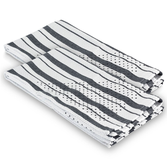 2 x Polder Grip-Dry Dish Towel Rubber Dot for Secure Drying & Hand Pockets Black