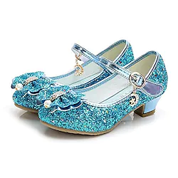 Princess Elsa Flower Shoes Girls' Movie Cosplay Mary Jane Sequins Light Purple Golden Rosy Pink Shoes Children's Day Masquerade Lightinthebox