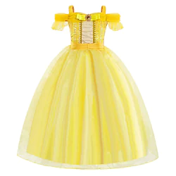 Beauty and the Beast Fairytale Princess Belle Flower Girl Dress Theme Party Costume Tulle Dresses Girls' Movie Cosplay Cosplay Halloween Yellow Fuchsia Dress Halloween Carnival Masquerade Organza Lightinthebox