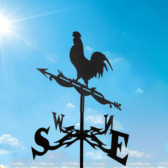 Metal Weathervane Rooster Mount Weather Vane Wind Direction Indicator