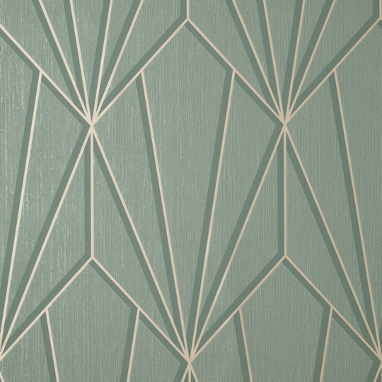 Fine Decor Cascade Geo Sage Gold Wallpaper FD42848