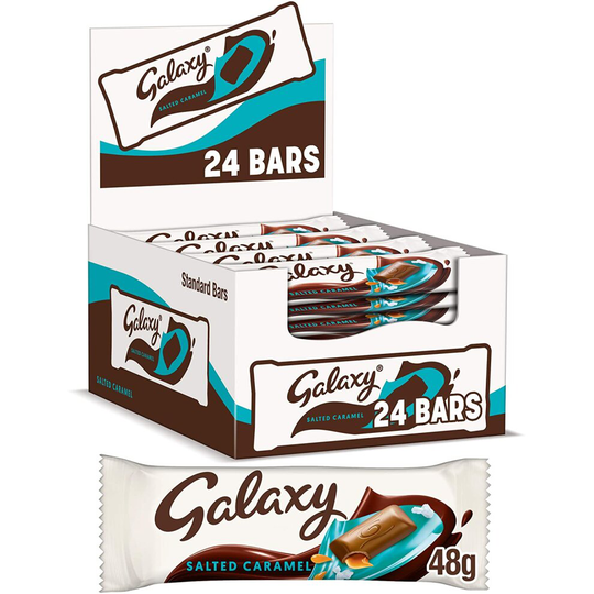 Galaxy Salted Caramel Chocolate Bars Bulk Box, Chocolate Gifts, 24 Bars of 48 g