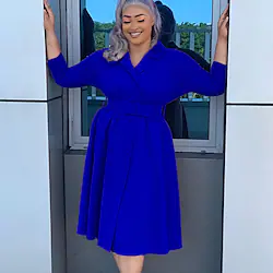 Audrey Hepburn 1950s Flare Dress Double Breasted Blazer Dress Women's Costume Vintage Cosplay Party / Evening Long Sleeve Midi Dress Masquerade Lightinthebox