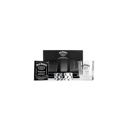 OPEN-BOX Jack Daniels Set, Tin, Black, 11oz Whisky Glass, Poker Chips Cards