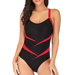 Women's Swimwear One Piece Monokini Plus Size Swimsuit Tummy Control Open Back for Big Busts Solid Color White Red Strap Bathing Suits New Vacation Fashion / Modern / Padded Bras Lightinthebox
