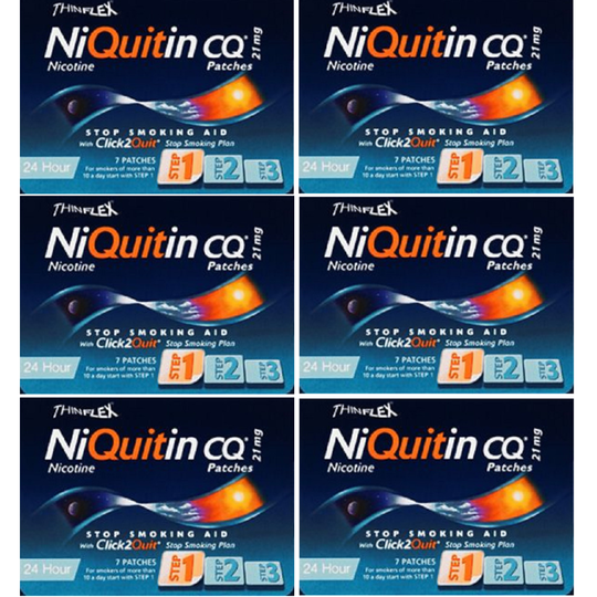 Niquitin Thinflex Step 1 21mg 6x Boxes (42 Patches = 6 Week Supply) EXPIRY JANUARY 2023