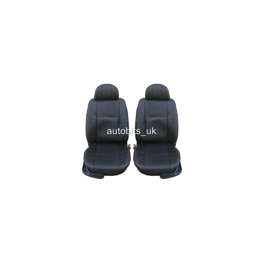 UNIVERSAL FRONT BLACK PU LEATHER SEAT COVERS CAR VAN MOTORHOME BUS MPV TRUCK