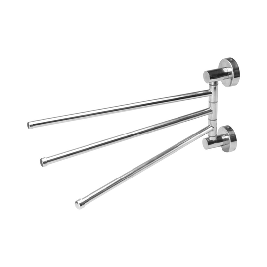 3 Tier Swivel Towel Rail Chrome Wall Mounted Towel Bar with Fixings M&W