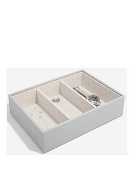 Stackers Pebble Grey Classic 3 Section Watch & Accessory Box