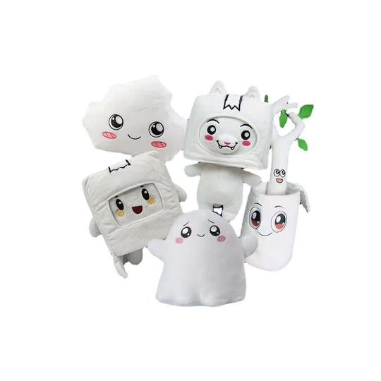 (5pcs) 5PCS Glow In Dark Lankybox Luminous Plush Toy Fox Square Box Stone Soft Filled