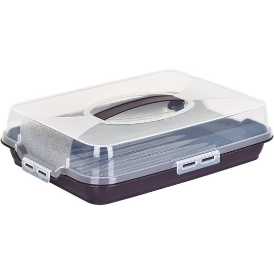 Rectangular Large Cake Carrier. Food Storage Box with Lid. (Antrasit)