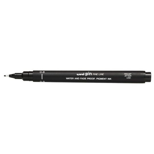 UNI-BALL PIN DRAWING PEN FINELINER ULTRA FINE LINE MARKER 0.8mm BLACK Ink - [Pack of 12]