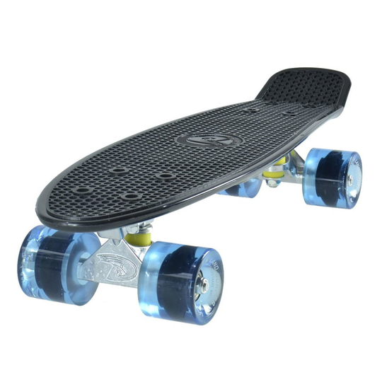 Land Surfer Cruiser Skateboard 22" BLACK BOARD TRANSPARENT BLUE WHEELS