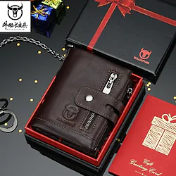 Men's Wallet Nappa Leather Zipper Solid Color Daily Office Career Lightinthebox