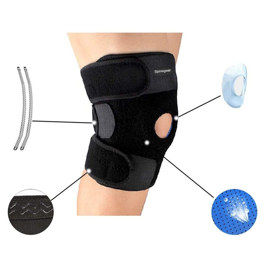 Knee Support Brace Adjustable Left/Right Knees wrap Compression for Arthritis Meniscus Tear, Neoprene Open Patella Protector Running for Men and Women