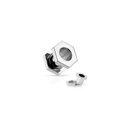 (6MM) Hollow Surgical Steel Hexagon Bolt Screw Fit Ear Tunnel Saddle Plug Piercing Finest Quality Materials