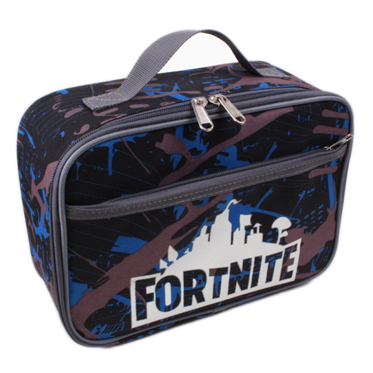 (02) Fortnite Lunch Box Bag Children Outdoor Lunch Bag Portable