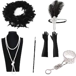 Necklace Earrings Halloween Costume Costume Accessory Sets Gloves Necklace Retro Vintage 1920s The Great Gatsby Halloween Artificial feather For The Great Gatsby Cosplay Halloween Carnival Women's Lightinthebox