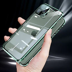 Phone Case For Apple Magnetic Adsorption iPhone 14 Pro Max 13 12 11 Pro Max Mini X XR XS 8 7 Plus Full Body Protective Double Sided Camera Lens Protector Solid Colored Tempered Glass Metal Lightinthebox
