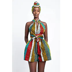 Main Actress Adults Women's African Print Kitenge Boho Romper Modern African Outfits For Party Polyester Masquerade Dress Lightinthebox