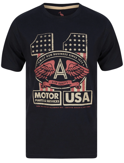 T-Shirts Motor 11 Motif Cotton Jersey T-Shirt in Jet Black - South Shore / S - Tokyo Laundry