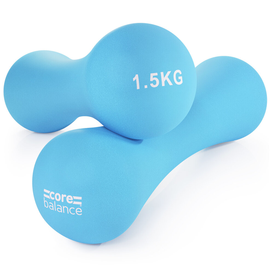 (Baby Blue (2x 1.5kg)) Neoprene Bone Dumbbells Set Of 2 Cast Iron Hand Weights Fitness Core Balance