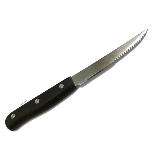 RESTAURANT/PUB/HOME CUTLERY HIGH QUALITY BOX OF 12 WOODEN 3 STUD STEAK KNIVES