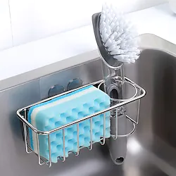 Kitchen Drain Rack Stainless Steel Sponge Brush Holder for Sink Shelf Sponge Storage Organizer Durable Practical Lightinthebox