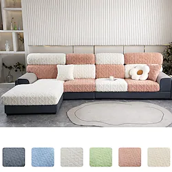 3D Jacquard Stretch Sofa Seat Cushion Cover Jacquard Slipcover Elastic Couch Armchair Loveseat 4 or 3 Seater Grey Plain Solid Soft Durable Washable Lightinthebox