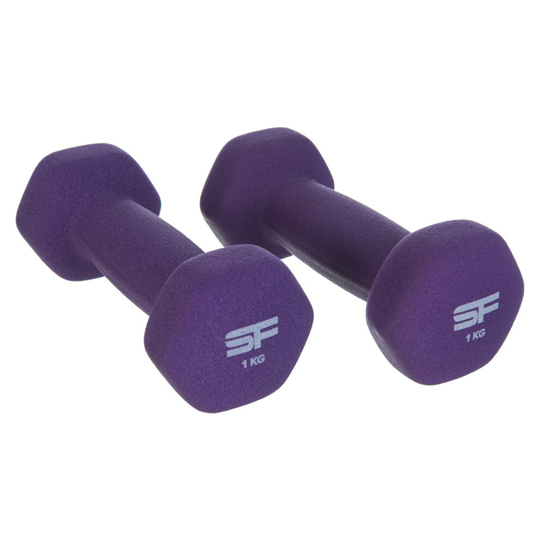 (2pcs x 1kg = 2kg PURPLE) Neoprene Pair Exercise Dumbbells Weights Gym Fitness Home Aerobic