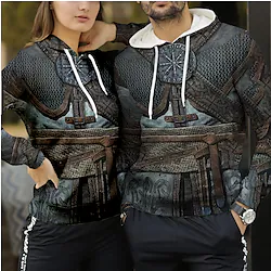 Inspired by viking Viking Cosplay Costume Hoodie Cartoon Print Harajuku Graphic Kawaii Hoodie For Men's Women's Adults' Terylene Lightinthebox